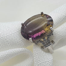 Load image into Gallery viewer, Natural Large Bi-Color Tourmaline Ring, Sterling Silver
