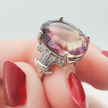 Load image into Gallery viewer, Natural Large Bi-Color Tourmaline Ring, Sterling Silver