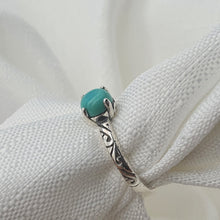 Load image into Gallery viewer, Natural Turquoise Gemstone Ring, Sterling Silver