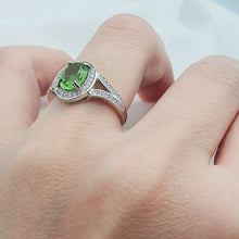 Load image into Gallery viewer, Natural Oval Peridot Gemstone Ring, Sterling Silver