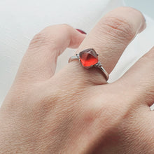 Load image into Gallery viewer, Natural Square Garnet Gemstone Ring, Sterling Silver