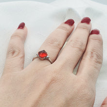 Load image into Gallery viewer, Natural Square Garnet Gemstone Ring, Sterling Silver