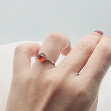 Load image into Gallery viewer, Natural Square Garnet Gemstone Ring, Sterling Silver