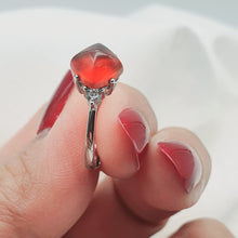Load image into Gallery viewer, Natural Square Garnet Gemstone Ring, Sterling Silver
