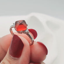 Load image into Gallery viewer, Natural Square Garnet Gemstone Ring, Sterling Silver