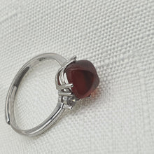 Load image into Gallery viewer, Natural Square Garnet Gemstone Ring, Sterling Silver