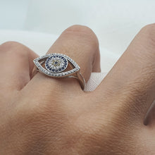 Load image into Gallery viewer, Evil eye Icon Ring, Sterling Silver