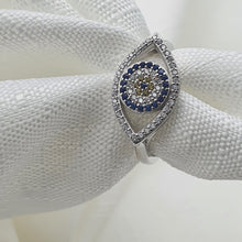 Load image into Gallery viewer, Evil eye Icon Ring, Sterling Silver