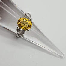 Load image into Gallery viewer, Natural Oval Citrine Gemstone Ring, Sterling Silver