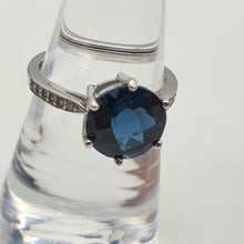 Load image into Gallery viewer, Natural Round Sapphire Gemstone Ring, Sterling Silver