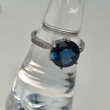 Load image into Gallery viewer, Natural Round Sapphire Gemstone Ring, Sterling Silver