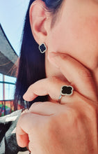 Load image into Gallery viewer, Black Agate 4 Leaf Clover Jewellery Set, Sterling Silver