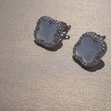 Load image into Gallery viewer, Mother of Pearl 4 Leaf Clover Stud Earrings, Sterling Silver