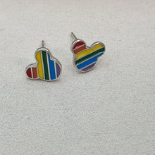 Load image into Gallery viewer, Minnie Mouse Rainbow Enamel Stud Earrings, Sterling Silver