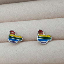 Load image into Gallery viewer, Minnie Mouse Rainbow Enamel Stud Earrings, Sterling Silver