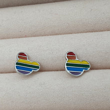 Load image into Gallery viewer, Minnie Mouse Rainbow Enamel Stud Earrings, Sterling Silver