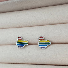Load image into Gallery viewer, Minnie Mouse Rainbow Enamel Stud Earrings, Sterling Silver
