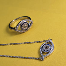 Load image into Gallery viewer, Evil eye Icon Ring, Sterling Silver