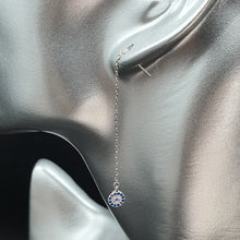 Load image into Gallery viewer, Evil eye Icon Chain Earrings, Sterling Silver