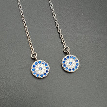 Load image into Gallery viewer, Evil eye Icon Chain Earrings, Sterling Silver