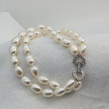 Load image into Gallery viewer, Freshwater Double Strand Pearl Bracelet, Sterling Silver