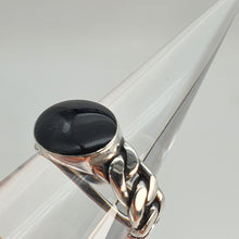 Load image into Gallery viewer, Large Oval Black Onyx Open Ring, Sterling Silver