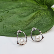 Load image into Gallery viewer, Mini Beads Pearl Stud Earrings, Sterling Silver