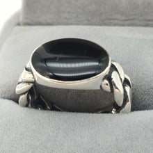 Load image into Gallery viewer, Large Oval Black Onyx Open Ring, Sterling Silver