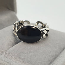 Load image into Gallery viewer, Large Oval Black Onyx Open Ring, Sterling Silver