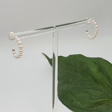 Load image into Gallery viewer, Bead Pearl Hoop Earrings, Sterling Silver