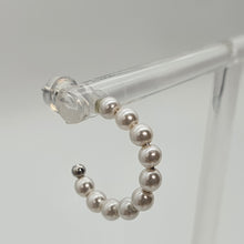 Load image into Gallery viewer, Bead Pearl Hoop Earrings, Sterling Silver