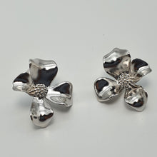 Load image into Gallery viewer, Modern 3D Flower Stud Earrings, Silver Jewelry