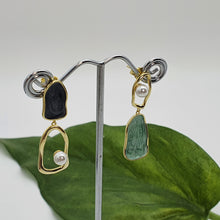 Load image into Gallery viewer, Irregular Shape Bead Pearl Golden Earring, Sterling Silver