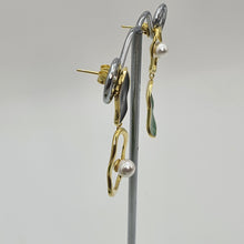 Load image into Gallery viewer, Irregular Shape Bead Pearl Golden Earring, Sterling Silver