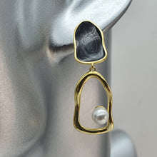 Load image into Gallery viewer, Irregular Shape Bead Pearl Golden Earring, Sterling Silver