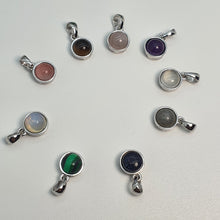 Load image into Gallery viewer, Crystal Birthstone Round Pendant, Sterling Silver