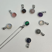 Load image into Gallery viewer, Crystal Birthstone Round Pendant, Sterling Silver