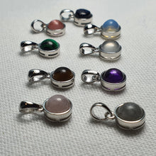 Load image into Gallery viewer, Crystal Birthstone Round Pendant, Sterling Silver