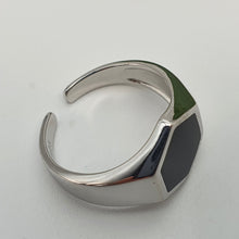 Load image into Gallery viewer, Large Hexagon Black Onyx Open Ring, Sterling Silver
