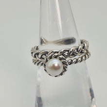 Load image into Gallery viewer, Freshwater Cultured Pearl Ring Stack, Sterling Silver