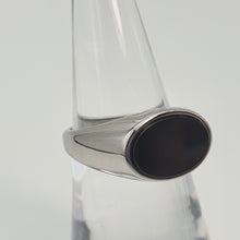 Load image into Gallery viewer, Black Oval Onyx Open Ring, Sterling Silver, Amispearl