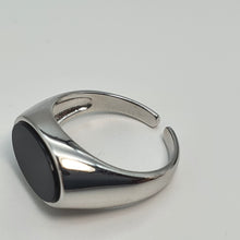 Load image into Gallery viewer, Black Oval Onyx Open Ring, Sterling Silver, Amispearl