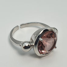 Load image into Gallery viewer, Large Round Pink Quartz Ring, Sterling Silver