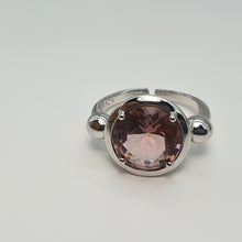 Load image into Gallery viewer, Large Round Pink Quartz Ring, Sterling Silver
