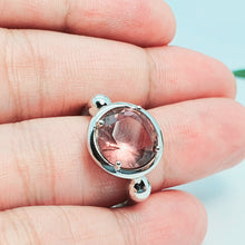 Load image into Gallery viewer, Large Round Pink Quartz Ring, Sterling Silver