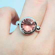 Load image into Gallery viewer, Large Round Pink Quartz Ring, Sterling Silver
