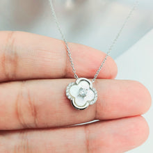 Load image into Gallery viewer, Mother of Pearl Clover Necklace, Sterling Silver