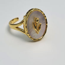 Load image into Gallery viewer, Natural Mother of Pearl Tulips Ring, Sterling Silver