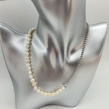 Load image into Gallery viewer, Half Pearl and Ball Chain Necklace, Sterling Silver