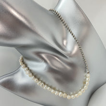 Load image into Gallery viewer, Half Pearl and Ball Chain Necklace, Sterling Silver